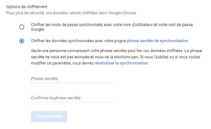 Google chrome vie privée